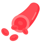Imagen de un torrente sanguíneo con globulos de color rojo.