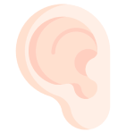 Imágen de una oreja color rosa.