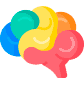 Ícono de un cerebro humano en color azul, verde, amarillo, naranja y rojo