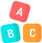 Icono de tres bloques de juguete con las letras A, B y C