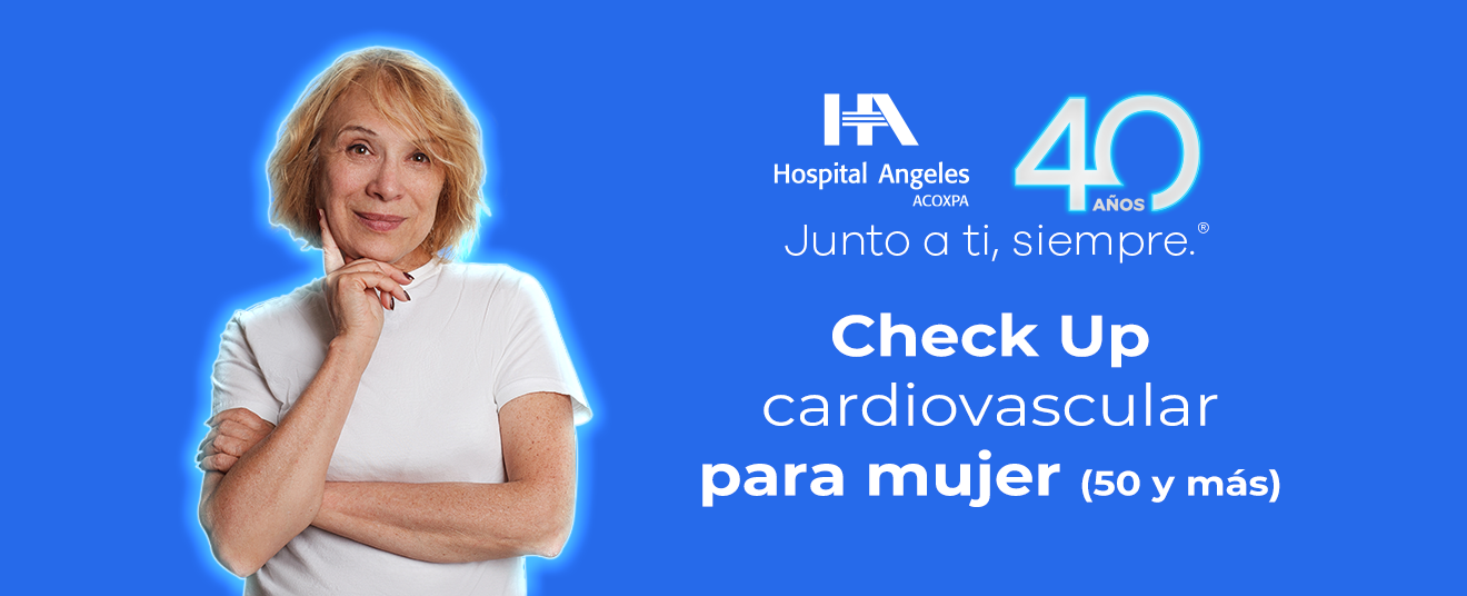 A woman aged 50 or older, smiling after undergoing a cardiovascular checkup that included blood biometrics and a stress test at Hospital Angeles Acoxpa. 

